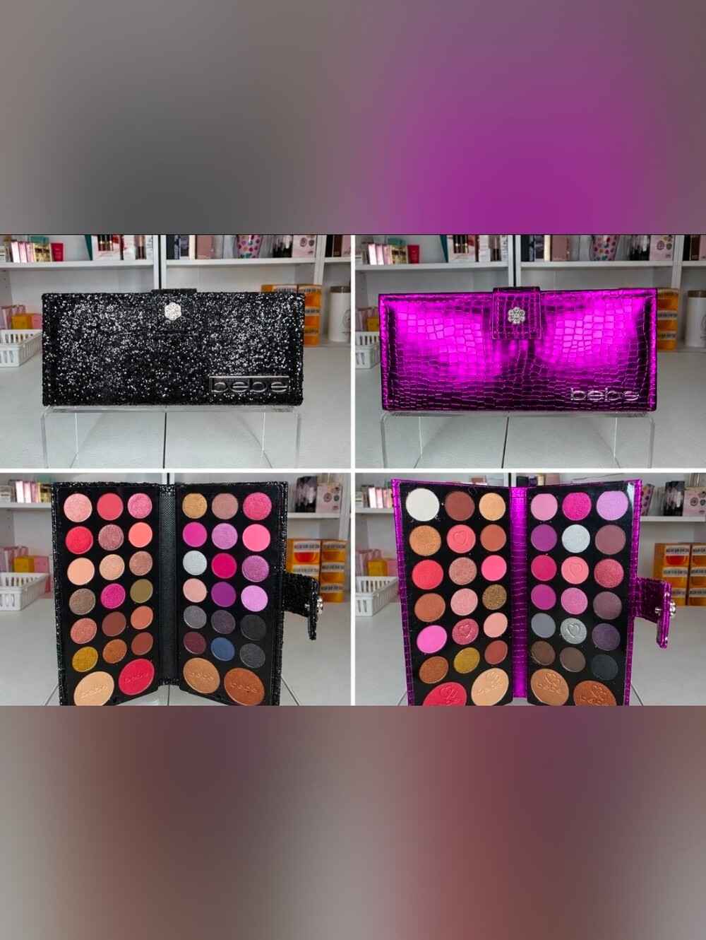 bebe Pink and Black Dual Eyeshadow Palette Set